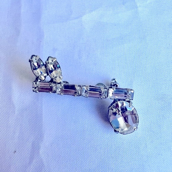 VTG Crystal Musical Note Silver Tone Brooch - Picture 7 of 9